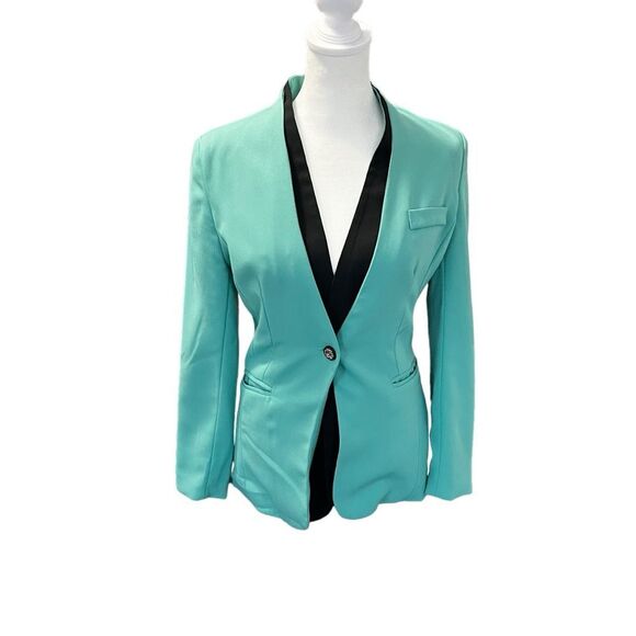 Chloé Green Black One Button Blazer Tailored Jacket Size Small - Picture 2 of 7